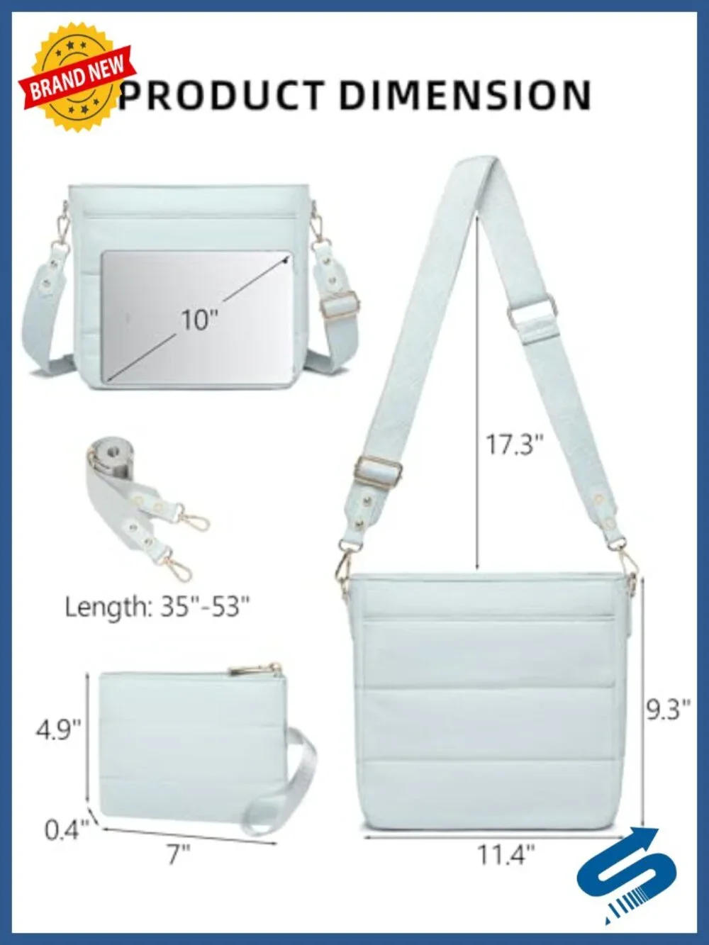 2PCS Puffer Quilted Crossbody Shoulder Hobo Bag Set with Coin Wallet, 2
